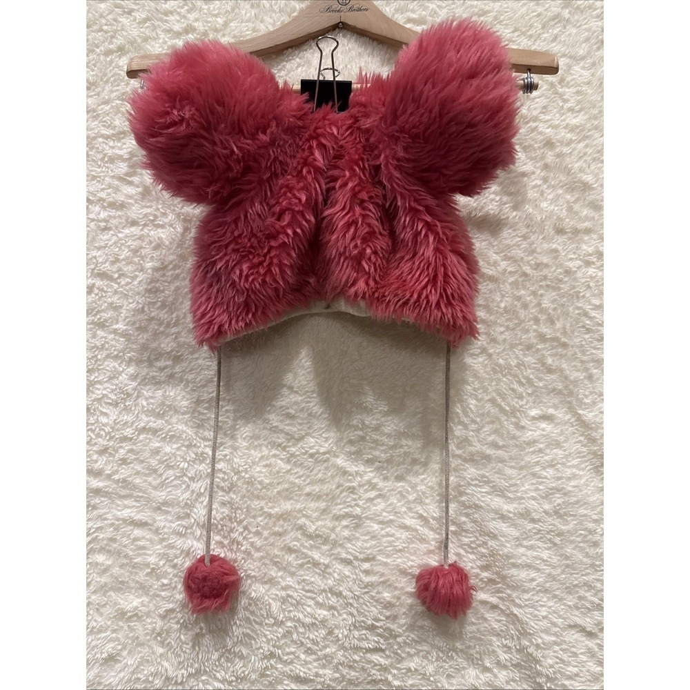 FREAKS AND FRIENDS Plushy Furry Fuzzy Hat Ears Costume One Size Hot Pink Pom Pom - Picture 3 of 3